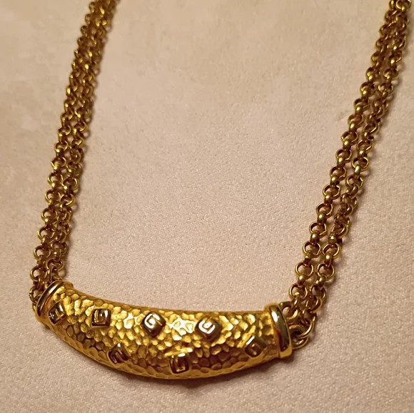 Givenchy Vintage G Logos Two Chain Necklace